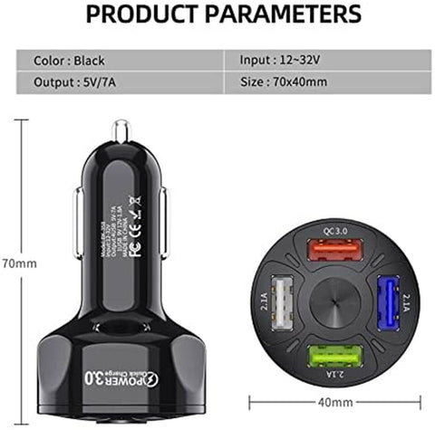 12V Car Cigarette Lighter Socket Dual QC3.0 USB Ports Fast Charger Power Adapter
