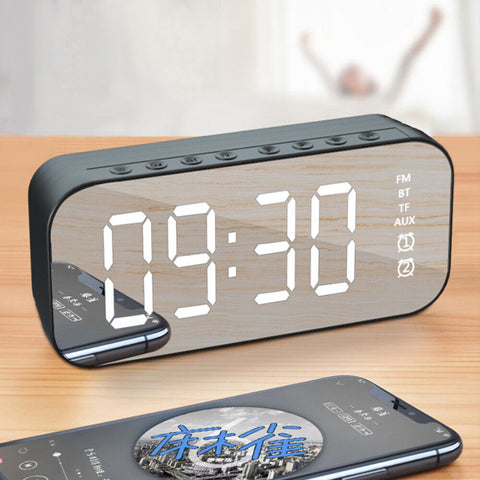 Digital Alarm Clock FM Radio Bluetooth Speaker Wireless Night Light LED Display