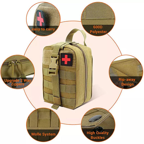 Tactical MOLLE Rip Away EMT IFAK Medical Pouch First Aid Kit Utility ( ONLY BAG)