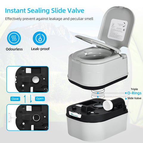 Portable Toilet 24L Camping Potties Outdoor Toilet Hiking Caravan Travel Porta