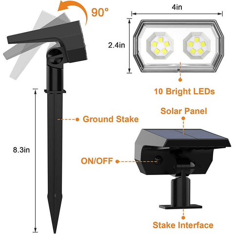 Solar Spot Lights RGB LED Garden Outdoor Pathway Lawn Fence Lamp Spotlight Light
