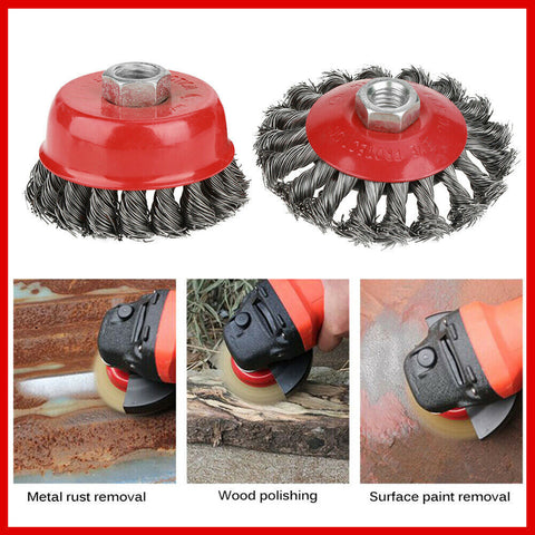 8x Twist Knot Wire for Angle Grinder M14 Crew Wheel Disc & Cup Brush Set Kit SYD