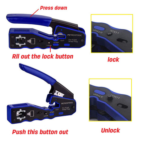 Crimping Tool Network Crimper RJ45 EZ Pass Through for Cat6a 8P8C Cat7 Connector