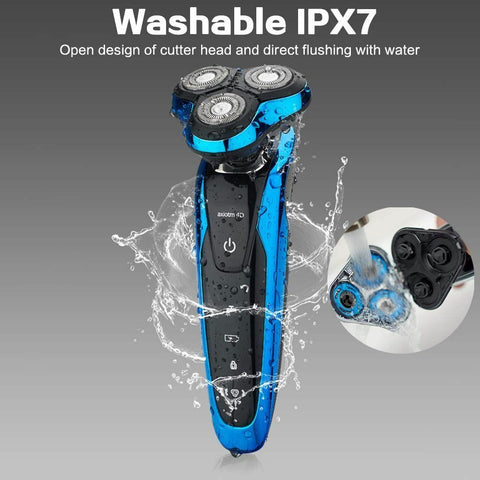 4D 3 Heads Razor Beard Trimmer Men's Clipper Electric Shaver Cordless USB Charge