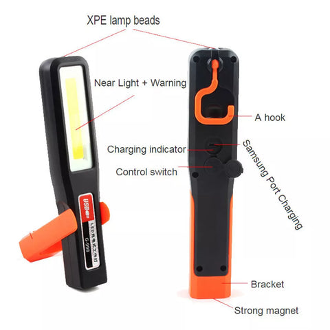 Portable COB LED Work Light USB Rechargeable Magnetic Torch Lights Waterproof