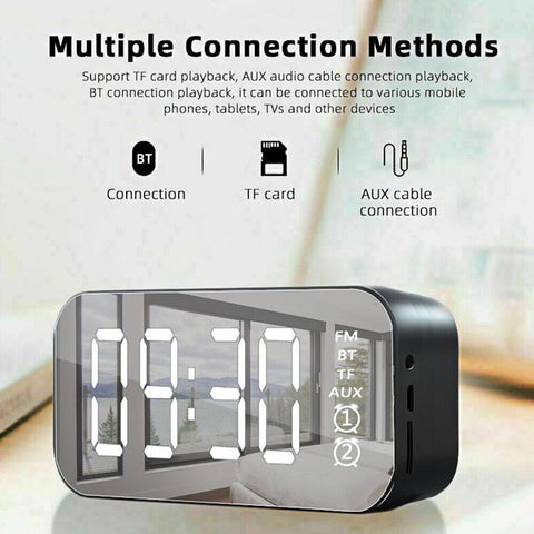 Digital Alarm Clock FM Radio Bluetooth Speaker Wireless Night Light LED Display