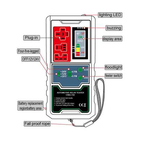 12-24V Automotive Electronic Relay Tester Car Battery Checker LED Indicator Auto
