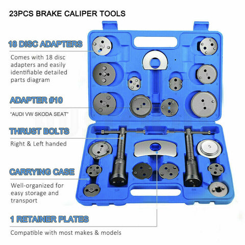 23pcs Disc Brake Wind Back Tool Kit to Rewind Car Automotive Caliper Piston inau
