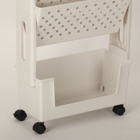 5 Tier Book Rack Storage Bookshelf Movable Rolling Organization Shelf with Wheel
