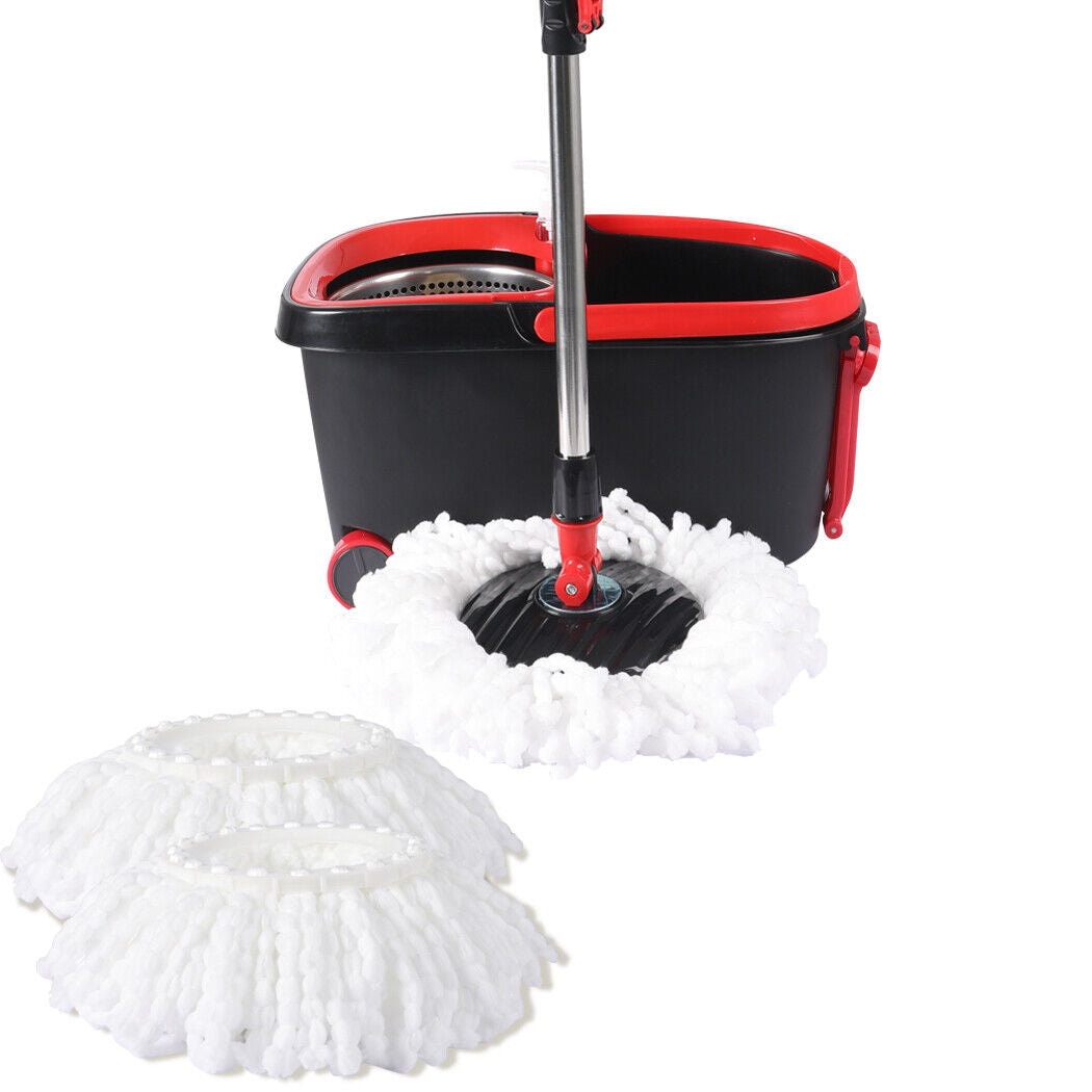 Set Spin Mop Bucket 360° Stainless Steel Rotating Wet Dry Microfiber 2 Heads AU