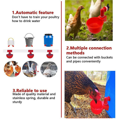 4X Automatic Chicken Water Cup Waterer Poultry Drinking Bowl Feeder Drinker