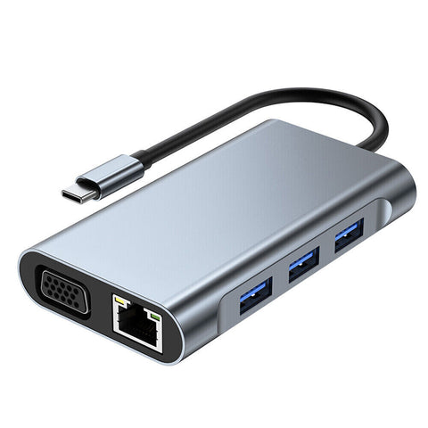 Laptop Docking Station USB-C HUB Type-C PD USB 3.0 Adapter 4K HDMI VGA SD/TF