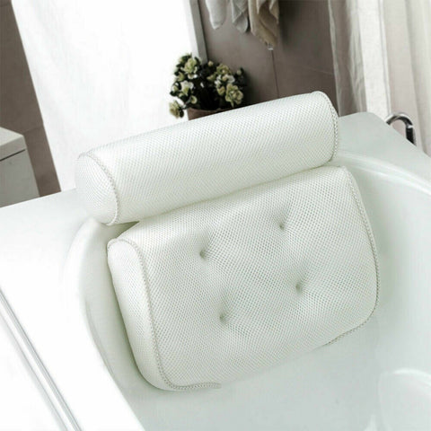 3D Mesh Bath Pillow Breathable Bathtub Cushion Neck Back Support Suction Cup Spa
