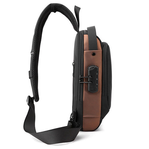 Anti-Theft Chest Bag with Password Lock Sport Sling Man's Shoulder Crossbody Au