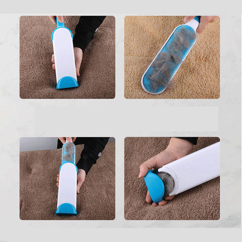 Reusable Furs Pet Hair Lint Brusher Remover Double Side Brush Self-Cleaning Base