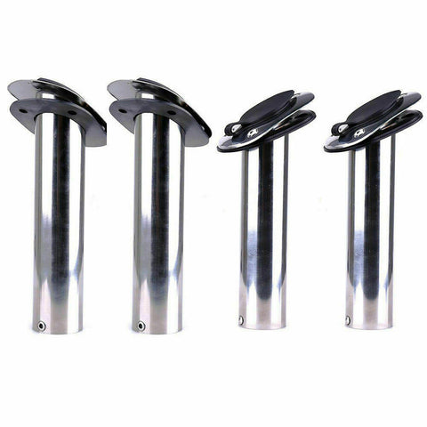4x Fishing Rod Holders Stainless Steel Boat Flush Moun w/ Gasket Cap 30 Degree