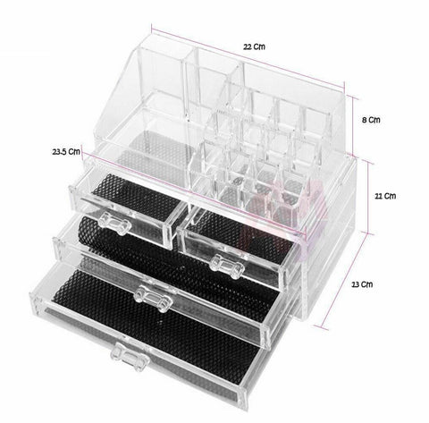 Cosmetic 4 Clear Drawer Acrylic Box Organizer Storage Jewellery Makeup Holder
