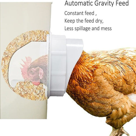 New Chicken Feeder Poultry Pro Feeder DIY Port PVC Gravity Fed Chicken Feeder AU