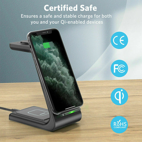 Wireless Charger Dock Charging Station 3 in 1 For Apple Watch iPhone 13 12 11 XS