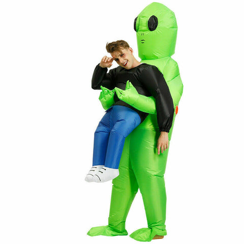 Scary Halloween Green Alien InflatableCostume Blow Up Suits Party Dress  AU