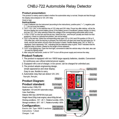 12-24V Automotive Electronic Relay Tester Car Battery Checker LED Indicator Auto