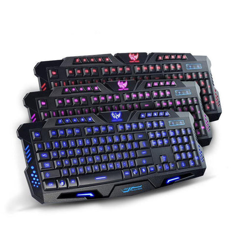 Gaming Keyboard 3 Colour Led Back-light Wired USB Illuminated Cool Ergonomic PC