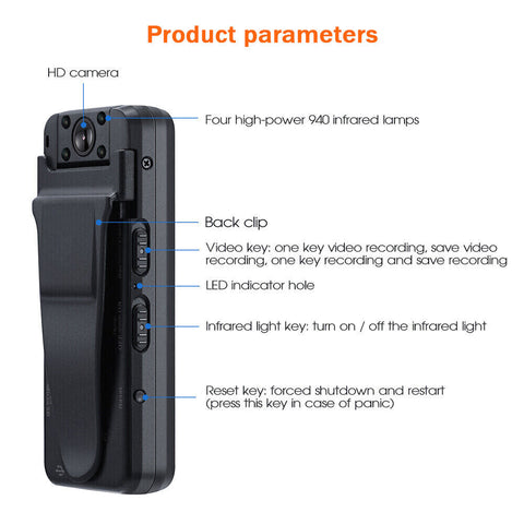 20H 1080P HD WiFi Camcorder DVR IR Night Vison Cam Mini Police Body Camera Video