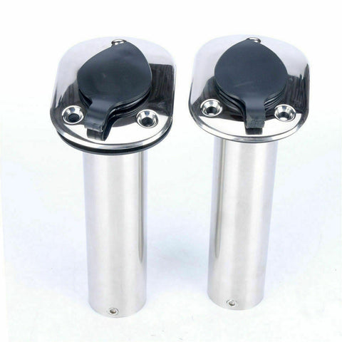 4x Fishing Rod Holders Stainless Steel Boat Flush Moun w/ Gasket Cap 30 Degree