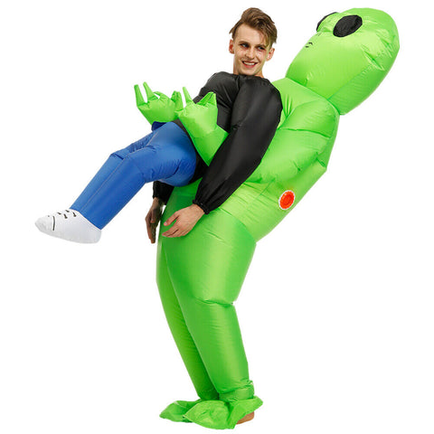 Scary Halloween Green Alien InflatableCostume Blow Up Suits Party Dress  AU