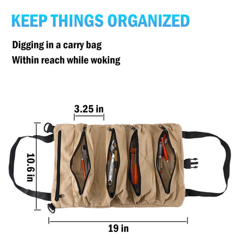Tool Roll Organizer Tool Roll Up Canvas Bag Tool Large Wrench Super Big Pouch