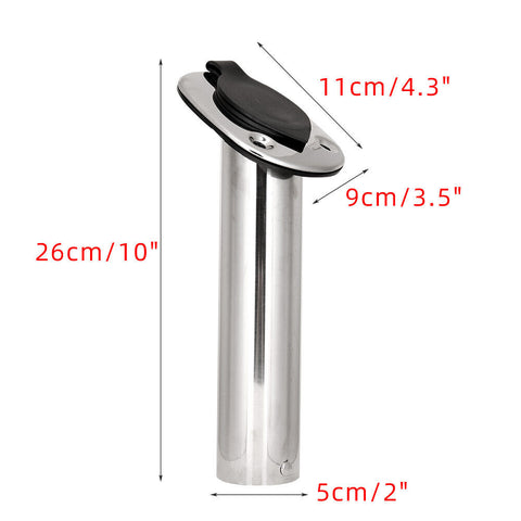 4x Fishing Rod Holders Stainless Steel Boat Flush Moun w/ Gasket Cap 30 Degree