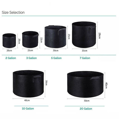 10 PACK Fabric Plant Grow Pots Breathable Planter Bags 3/5/7/10Gallon AU