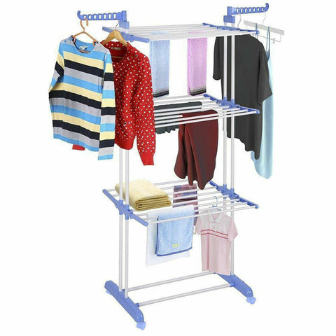 6 Tiers Foldable Garment Hanger Clothes Airer Drying Rack Laundry Support Horse