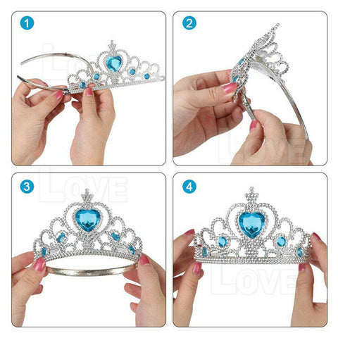 Frozen Princess Gloves Tiara Braid Piece Kid Gift Wand Crown Elsa Anna Wig Hair