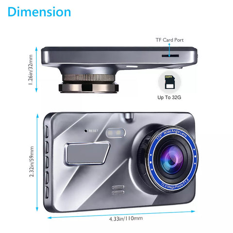 1080P Car Dash Camera Dual Front Rear Video DVR Recorder Night Vision G Sensor