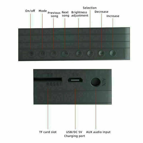 Digital Alarm Clock FM Radio Bluetooth Speaker Wireless Night Light LED Display