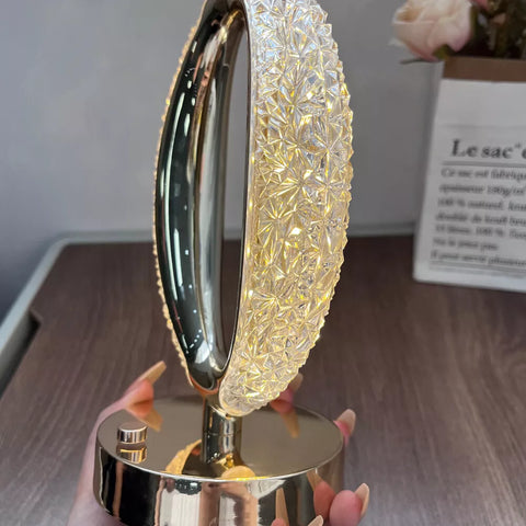 LED Crystal Table Lamp Touch Dimmable Bedside USB Night Light Bedroom Home Decor