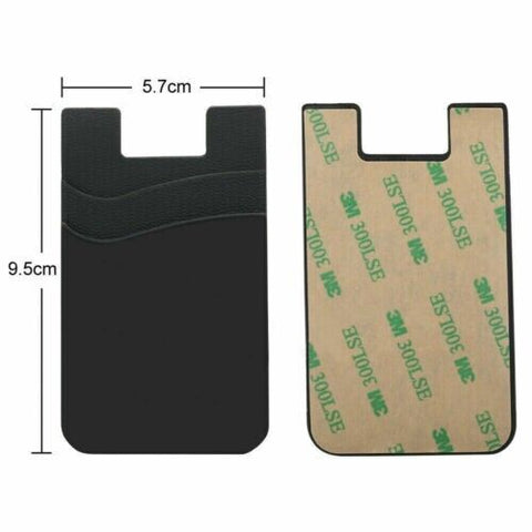 Silicone Mobile Phone Back Double Layers Card Holder Wallet  Stick On Adhesive