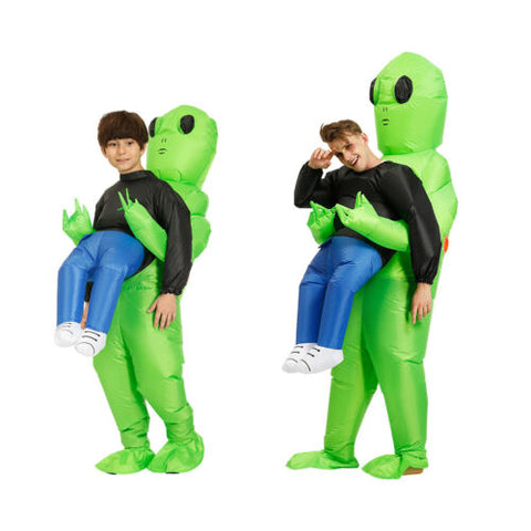 Scary Halloween Green Alien InflatableCostume Blow Up Suits Party Dress  AU