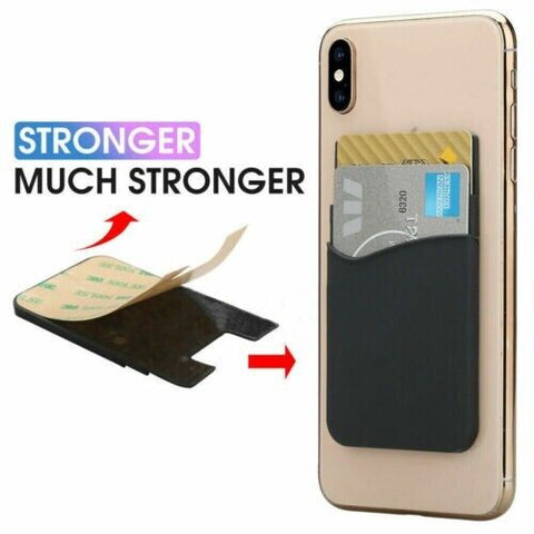 Silicone Mobile Phone Back Double Layers Card Holder Wallet  Stick On Adhesive