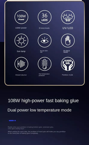 108W Wire LED/UV Nail Lamp Nail Gel Polish Light Dryer MELB