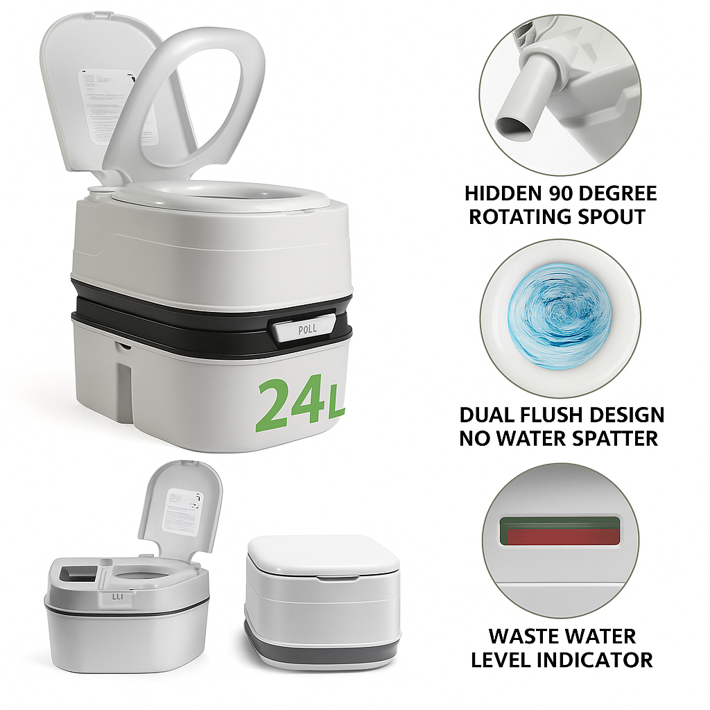 24L Outdoor Portable Camping Toilet-NEW