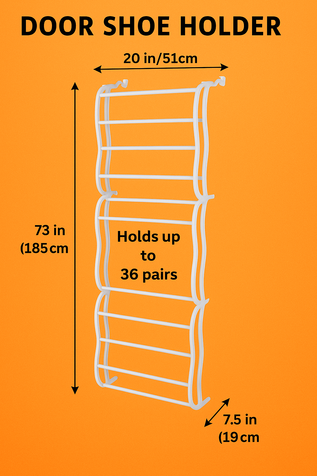 36 Pair Over The Door Shoe Organizer – 12 Tier Hanging Rack Storage-NEW