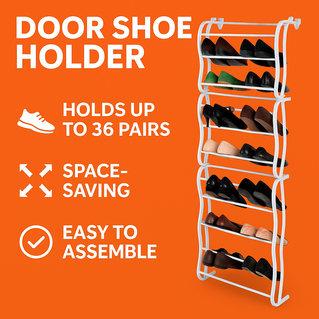 36 Pair Over The Door Shoe Organizer – 12 Tier Hanging Rack Storage-NEW