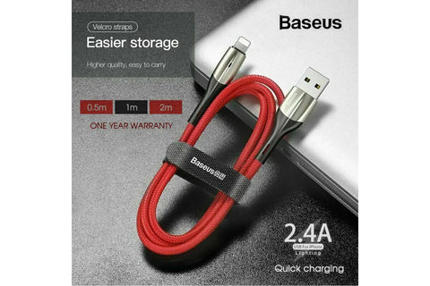 Baseus Cable Fast Charging Charger Cord for iPad iPhone XS XR 8 7 6 Red 2M