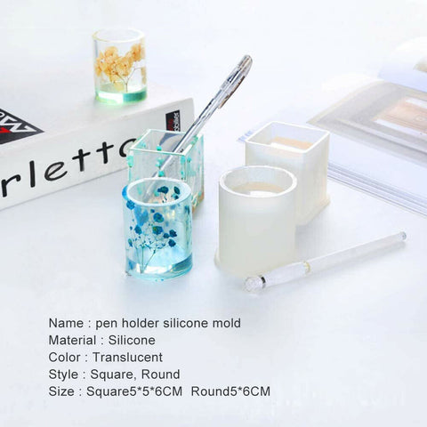 2XDIY Coaster Mould Handmade Crystal Epoxy Making Resin Silicone Pen Holder Mold