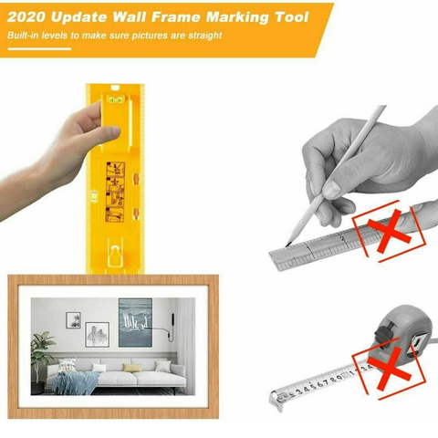 Picture Hanging Kit Set w/ Hanging Level Ruler DIY Photo Frame Hanging Wall Kit