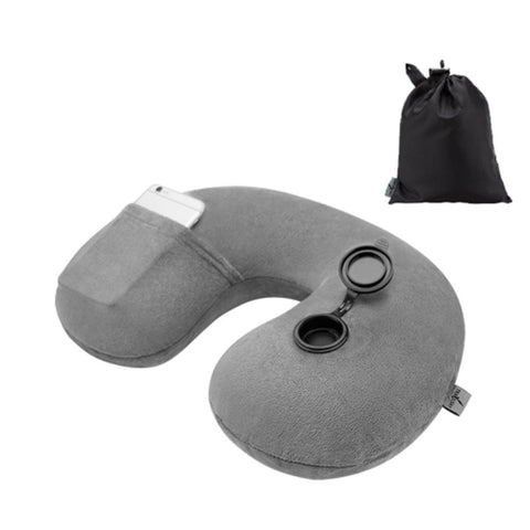 Air Inflatable Neck Pillow U Shape Head Traction Support Rest Cushion Car Flight