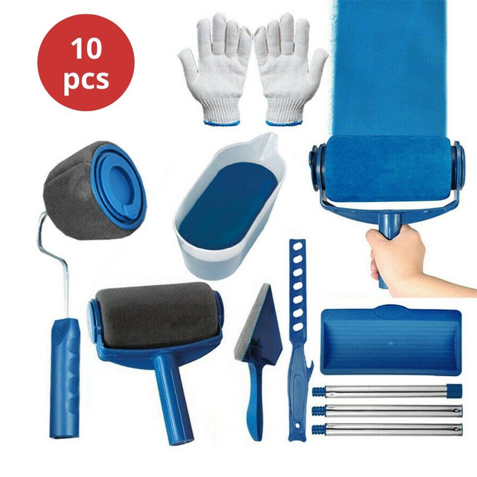 10Pcs / Set Handle Paint Roller Pro paint brush Flocked Edger Wall Painting Tool