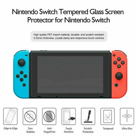 Nintendo Shockproof Hard Case Cover Set & Switch Tempered Glass Screen Protector